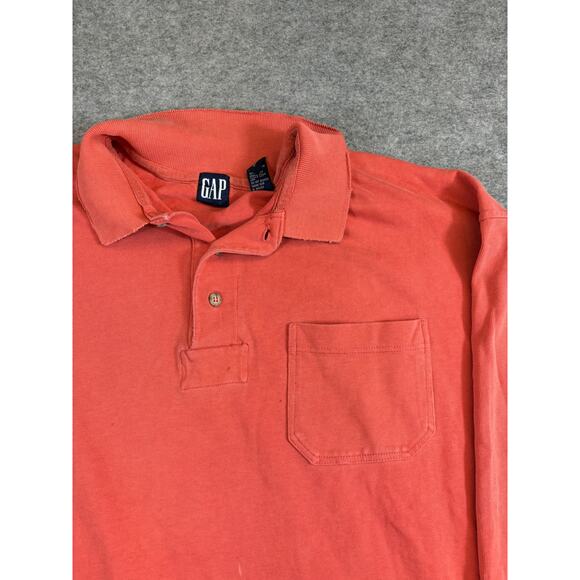 VINTAGE Y2K GAP Shirt Mens Medium Red Long Sleeve Polo Rugby Athleisure Sporty - Picture 5 of 6